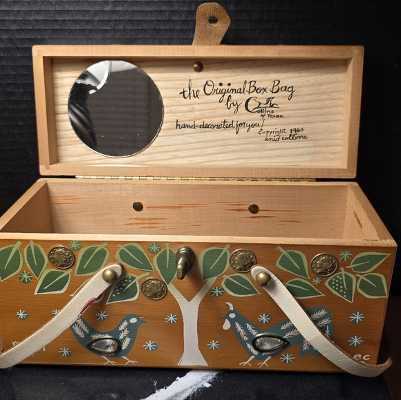 Enid Collins Vintage Wooden Box Purse with "Money Tree" Design 1960s - Picture 5 of 11